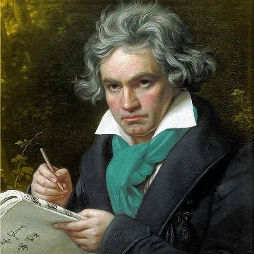 Bild von Beethoven während er schreibt Bild von Beethoven während er schreibt