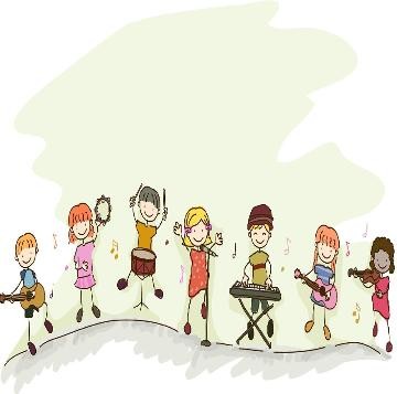 Musizierende Kinder mit verschiedenen Instrumenten Musizierende Kinder mit verschiedenen Instrumenten