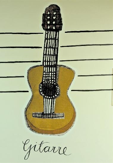 eine an die Wand gemalte Gitarre